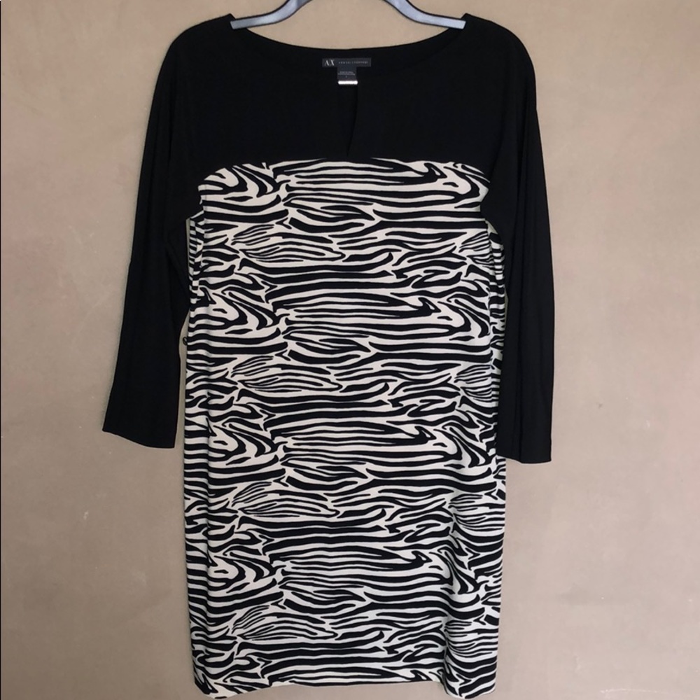 Armani exchange black zebra print mini dress